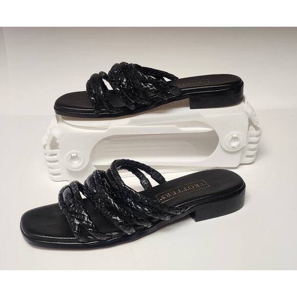 Trotters Jewel Vintage Black Leather Slide Flat Sandal Shoes Size 6.5M - Picture 1 of 10
